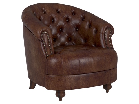  OM扶手椅舒适深色皮革与木质3d模型 