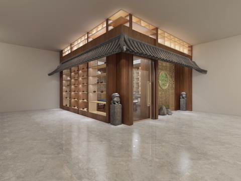  中式茶馆 中式茶叶店 茶叶店外立面3d模型 