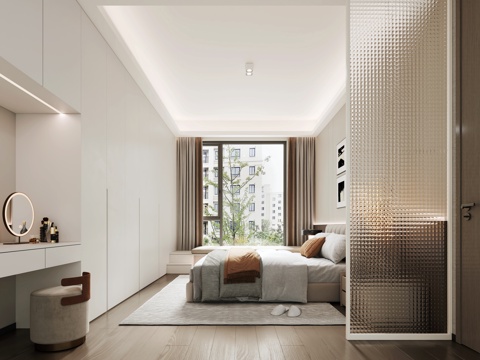  现代别墅主卧3d模型 