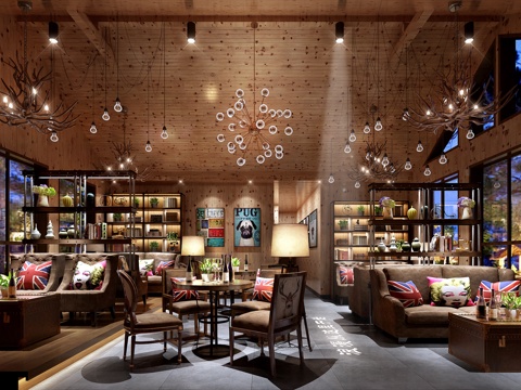  工业风咖啡厅 休息区3d模型 