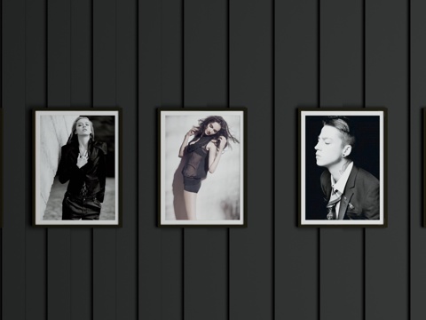  现代金属边框灰色挂画3d模型 