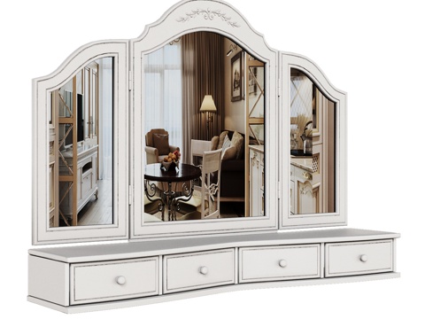  OM经典风格梳妆镜柜3d模型 