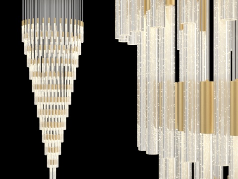  大型长型瀑布式吊灯 IT-Laser-Bubbles-33d模型 