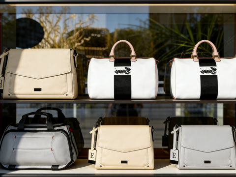 ​ 黑灰配色旅行包 双肩背包模型 单肩包手提包 旅行包 女包su模型