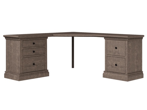  OM转角书桌，带两个床头柜的模块化桌3d模型 