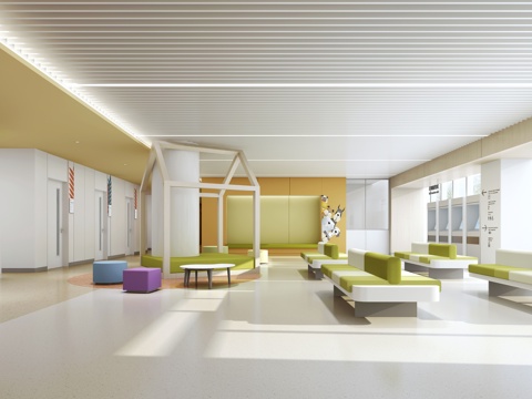  现代医院儿科门诊大厅3d模型 