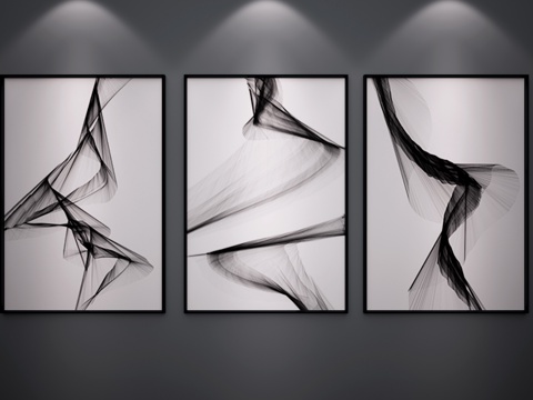  现代挂画 北欧挂画 黑白挂画3d模型 