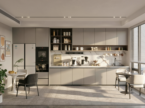 现代办公茶水间_茶水间su模型