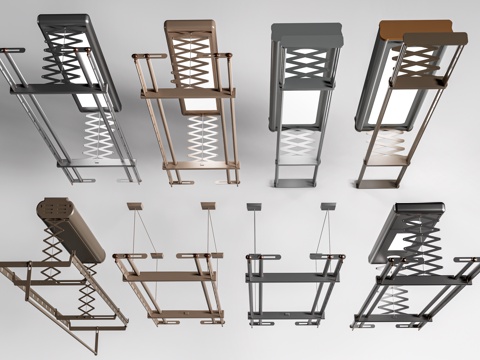 现代电动晾衣架 折叠晾衣架su模型