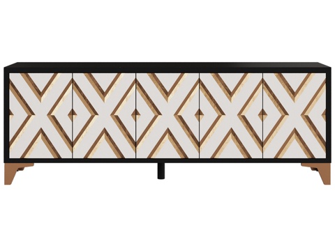  OM菱形纹四门设计款电视柜3d模型 