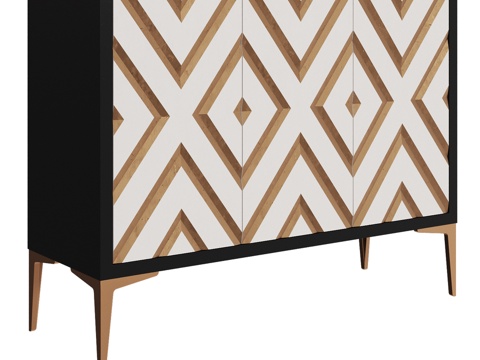  OM钻石纹三门短款梳妆台3d模型 