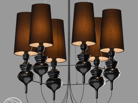  LampsShop.ru L1019 经典黑枝形吊灯3d模型 