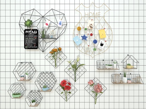  现代北欧风格金属墙饰挂件3d模型 