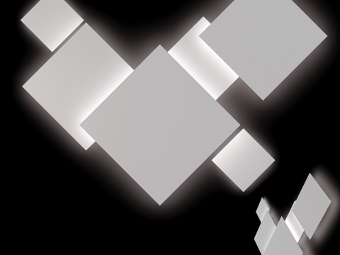  大型LED方形壁灯组合ATTA-3d模型 