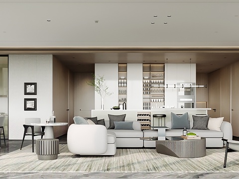  现代客餐厅3d模型 