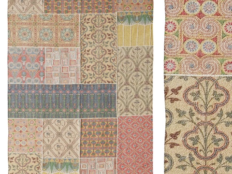  多拼布印花地毯3d模型 