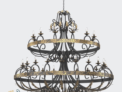  RS108 20+12枝吊灯3d模型 