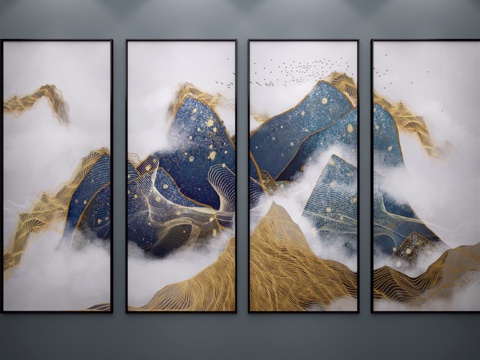  中式挂画 中式艺术画 中式装饰画 中式山水画 中式玄关画3d模型 