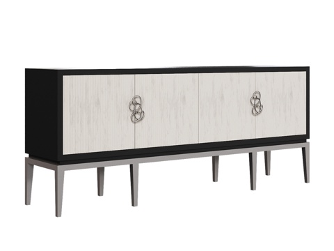  OM四门橱柜，镂空把手设计3d模型 