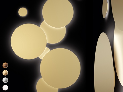  大型LED圆盘壁灯组合AT3d模型 