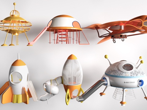 现代儿童游乐设施 儿童游乐器材 儿童滑梯su模型