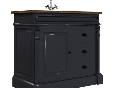  OM单门三抽浴室柜3d模型 