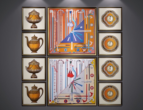  新中式挂画3d模型 