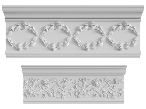  带装饰线条的预制檐口157号及配套产品3d模型 