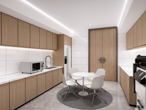 现代公司茶水间 公司休息区 公司水吧台su模型