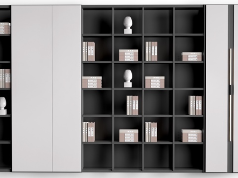  现代书柜 壁柜 装饰柜 办公室文件柜 储物柜su模型 