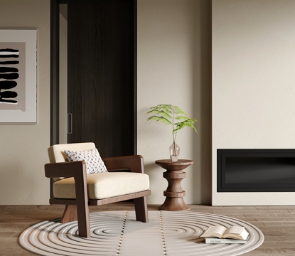  中古休闲椅 单人沙发 沙发椅3d模型 