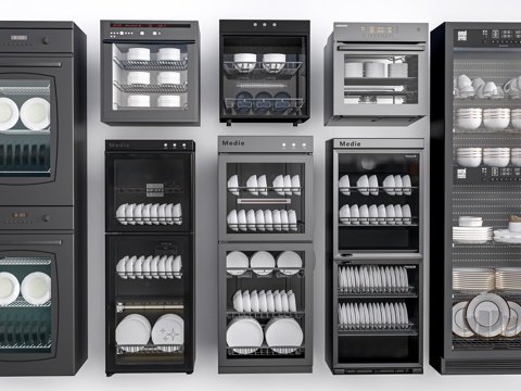  现代消毒柜 碗筷柜su模型 