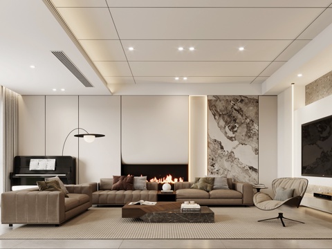  现代客厅3d模型 