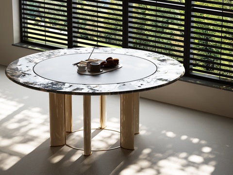  意式餐桌 现代意式餐桌 意式轻奢餐桌 意式极简餐桌 意式圆桌3d模型 