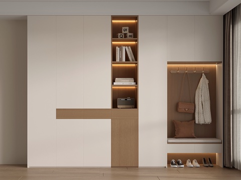  现代隔断鞋柜 装饰柜 隔断柜 换鞋凳 多能功鞋柜3d模型 