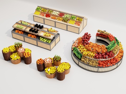  超市水果蔬菜架3d模型 