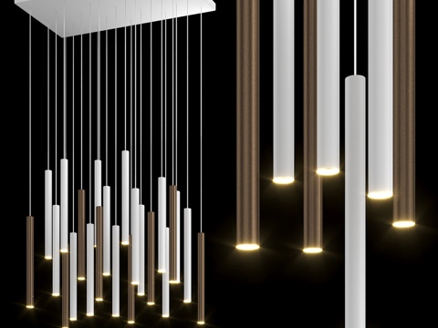  吊灯 IT-Laser-矩形-23-白青铜3d模型 