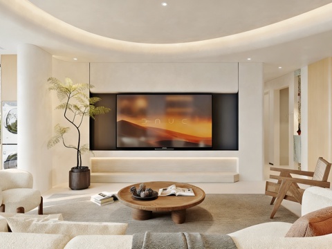  现代电视背景墙 电视3d模型 