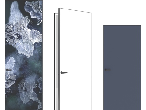  OM Doors隐形门壁纸款，可涂漆面板3d模型 