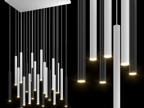  吊灯 IT-Laser-rectangle-23-黑白款3d模型 