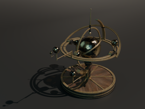  中世纪星轨 复古经纬仪 地球仪su模型 