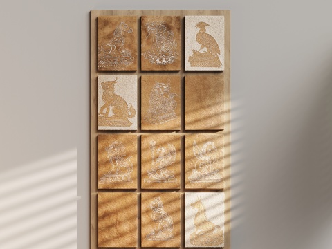  现代艺术组合挂画3d模型 