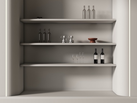  现代置物架 书架 书籍 摆件组合3d模型 