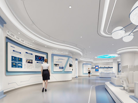 现代企业展厅su模型