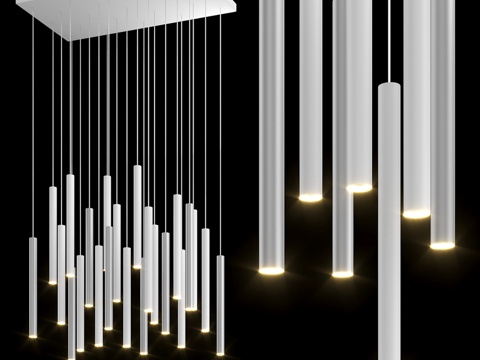  吊灯 IT-Laser-矩形-23-白色银3d模型 