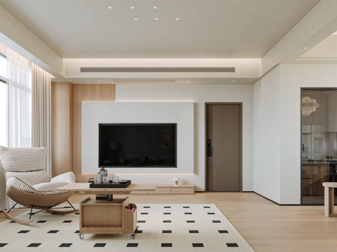  自制家具原木奶油风3D模型3d模型 