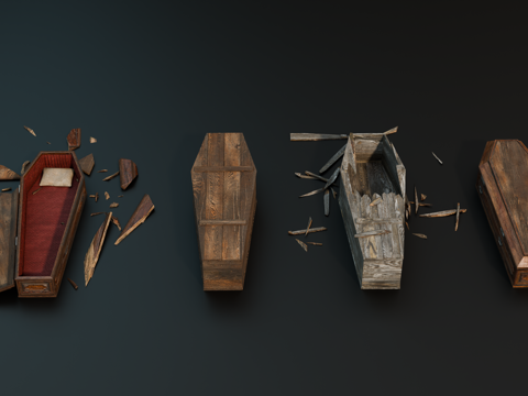 中世纪木棺 欧式木棺 复古木棺su模型