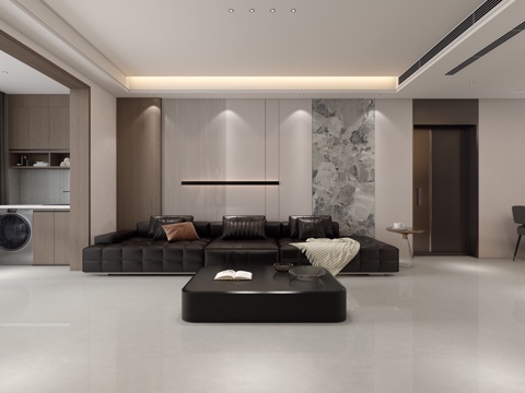 现代客餐厅 影视墙 背景墙 厨房 餐厅酒柜 餐边柜3d模型