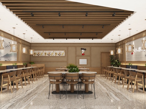  原木简约快餐店3d模型 