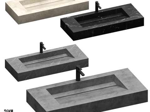  OM 陶瓷石质水槽 型号13d模型 